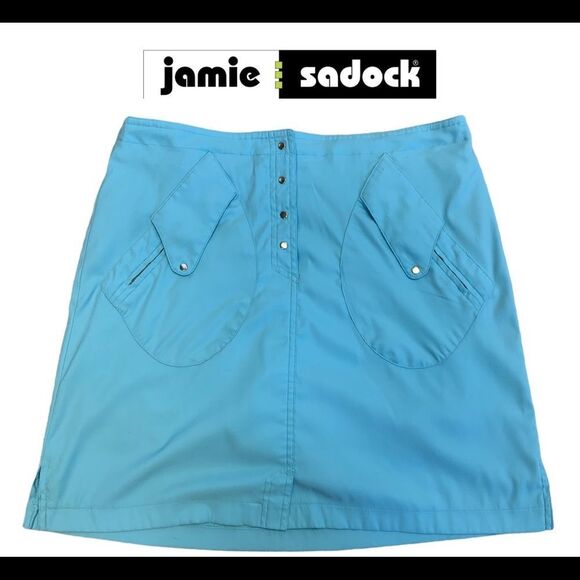 Jamie Sadock Blue button front golf tennis skirt skort Sz 6 - Picture 1 of 13